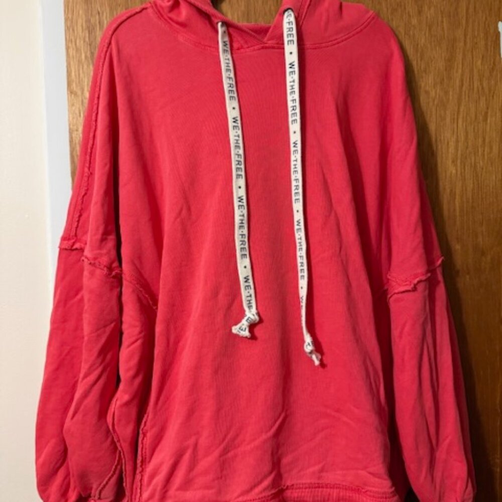NWT Free People We The Free Hoodie in High Risk Red Size Medium - Picture 3 of 6